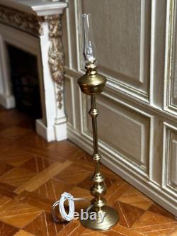 Dolls house miniature 112 ARTISAN ELECTRIC brass standard oil lamp