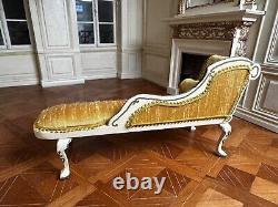 Dolls house miniature 112 ARTISAN French style Louis XV chaise longue
