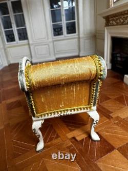 Dolls house miniature 112 ARTISAN French style Louis XV chaise longue