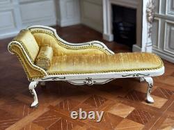 Dolls house miniature 112 ARTISAN French style Louis XV chaise longue