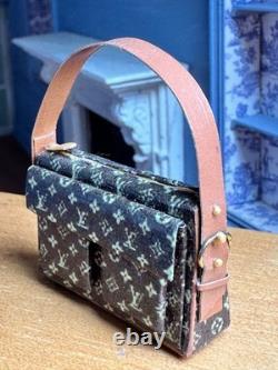 Dolls house miniature 112 ARTISAN Louis Vuitton bags x 2 + journal 2003