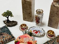 Dolls house miniature 112 ARTISAN Oriental job lot (1) sushi bonsai