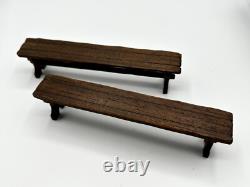 Dolls house miniature 112 ARTISAN Tudor dining table + benches