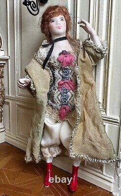 Dolls house miniature 112 ARTISAN Victorian lady doll in corset by JILL BENNETT