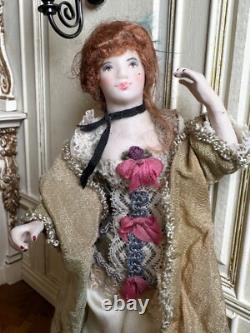 Dolls house miniature 112 ARTISAN Victorian lady doll in corset by JILL BENNETT
