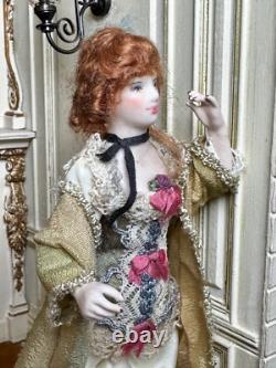 Dolls house miniature 112 ARTISAN Victorian lady doll in corset by JILL BENNETT