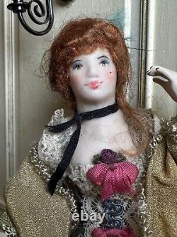 Dolls house miniature 112 ARTISAN Victorian lady doll in corset by JILL BENNETT