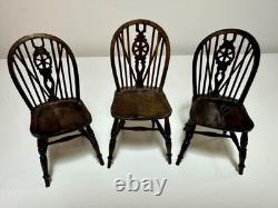 Dolls house miniature 112 ARTISAN Windsor chairs x 3 from THE SINGING TREE