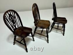 Dolls house miniature 112 ARTISAN Windsor chairs x 3 from THE SINGING TREE