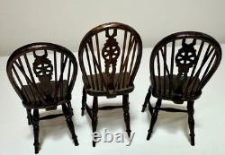 Dolls house miniature 112 ARTISAN Windsor chairs x 3 from THE SINGING TREE
