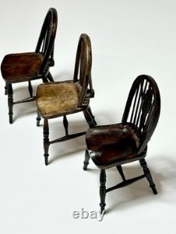 Dolls house miniature 112 ARTISAN Windsor chairs x 3 from THE SINGING TREE