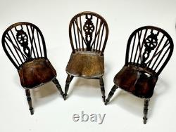 Dolls house miniature 112 ARTISAN Windsor chairs x 3 from THE SINGING TREE