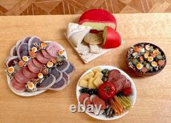 Dolls house miniature 112 ARTISAN antipasti, salad, cheese + meat platter