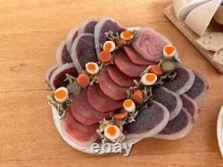 Dolls house miniature 112 ARTISAN antipasti, salad, cheese + meat platter