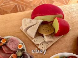 Dolls house miniature 112 ARTISAN antipasti, salad, cheese + meat platter