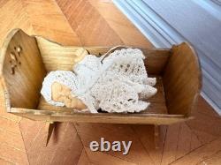 Dolls house miniature 112 ARTISAN baby doll in rocking crib cradle