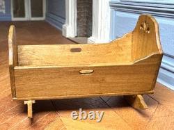 Dolls house miniature 112 ARTISAN baby doll in rocking crib cradle
