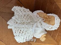 Dolls house miniature 112 ARTISAN baby doll in rocking crib cradle
