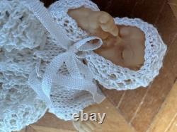 Dolls house miniature 112 ARTISAN baby doll in rocking crib cradle