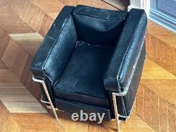 Dolls house miniature 112 ARTISAN black leather modern chair by KIM SELWOOD