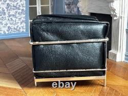 Dolls house miniature 112 ARTISAN black leather modern chair by KIM SELWOOD