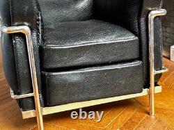 Dolls house miniature 112 ARTISAN black leather modern chair by KIM SELWOOD