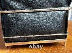Dolls house miniature 112 ARTISAN black leather modern chair by KIM SELWOOD