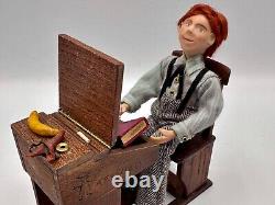 Dolls house miniature 112 ARTISAN boy doll + wooden desk