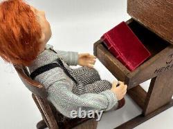 Dolls house miniature 112 ARTISAN boy doll + wooden desk