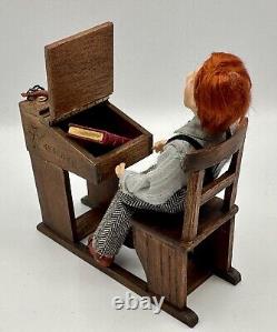 Dolls house miniature 112 ARTISAN boy doll + wooden desk