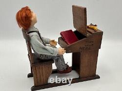 Dolls house miniature 112 ARTISAN boy doll + wooden desk