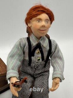 Dolls house miniature 112 ARTISAN boy doll + wooden desk