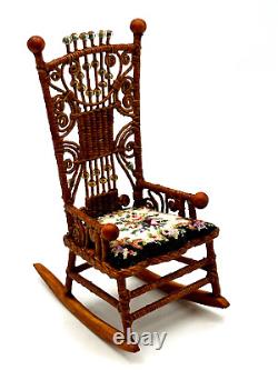 Dolls house miniature 112 ARTISAN chair + petit point by RHEA STRANGE IGMA