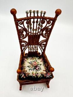 Dolls house miniature 112 ARTISAN chair + petit point by RHEA STRANGE IGMA