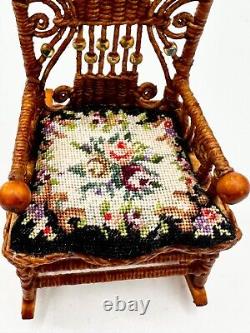 Dolls house miniature 112 ARTISAN chair + petit point by RHEA STRANGE IGMA