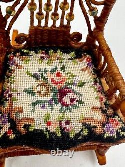 Dolls house miniature 112 ARTISAN chair + petit point by RHEA STRANGE IGMA