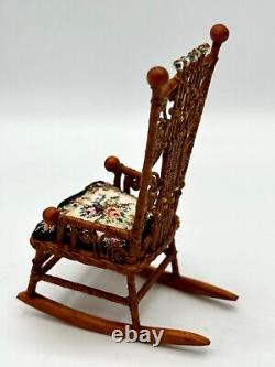 Dolls house miniature 112 ARTISAN chair + petit point by RHEA STRANGE IGMA