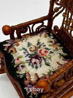 Dolls house miniature 112 ARTISAN chair + petit point by RHEA STRANGE IGMA