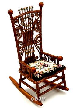 Dolls house miniature 112 ARTISAN chair + petit point by RHEA STRANGE IGMA