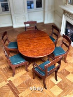 Dolls house miniature 112 ARTISAN dining table + six chairs
