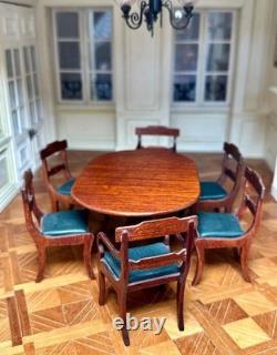 Dolls house miniature 112 ARTISAN dining table + six chairs