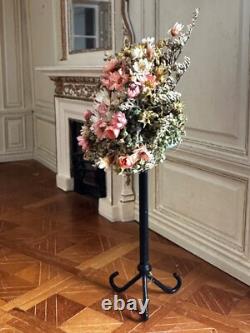 Dolls house miniature 112 ARTISAN dried flower pedestal arrangement