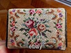 Dolls house miniature 112 ARTISAN fine petit point foot stool by ANNE SYFRET