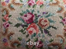 Dolls house miniature 112 ARTISAN fine petit point foot stool by ANNE SYFRET