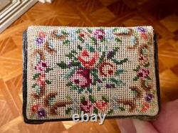 Dolls house miniature 112 ARTISAN fine petit point foot stool by ANNE SYFRET