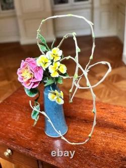 Dolls house miniature 112 ARTISAN flower arrangement in a porcelain vase