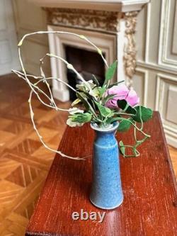 Dolls house miniature 112 ARTISAN flower arrangement in a porcelain vase