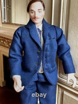 Dolls house miniature 112 ARTISAN handsome gentleman doll by JILL BENNETT