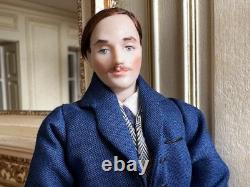 Dolls house miniature 112 ARTISAN handsome gentleman doll by JILL BENNETT