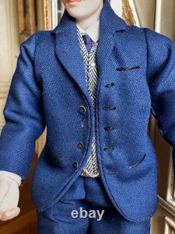 Dolls house miniature 112 ARTISAN handsome gentleman doll by JILL BENNETT